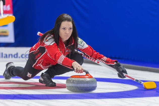 March 23, 2022, Prince George, BC, Canada: Canada skip Kerri Einarson throws a stone aagainst Sweden at the Women s World Curling Championship in Prince George, B.C., on Wednesday, March 23, 2022. Canada News - March 23, 2022  - ZUMAc35_ 20220323_zaf_c35_094 Copyright: xJamesxDoylex