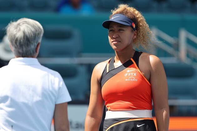 March 23, 2022, Miami Gardens, Florida, United States Of America: MIAMI GARDENS, FLORIDA - MARCH 23: Naomi Osaka of Japan defeats Astra Sharma of Australia in her first round match on day 3 of the Miami Open at Hard Rock Stadium on March 23, 2022 in Miami Gardens, Florida ...People: Naomi Osaka Miami Gardens United States Of America - ZUMAs214 20220323_zda_s214_020 Copyright: xSMGx