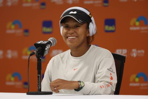 March 23, 2022, Miami Gardens, Florida, United States Of America: MIAMI GARDENS, FLORIDA - MARCH 23: Naomi Osaka of Japan at press conference, PK, Pressekonferenz after defeating Astra Sharma of Australia in her first round match on day 3 of the Miami Open at Hard Rock Stadium on March 23, 2022 in Miami Gardens, Florida ...People: Naomi Osaka Miami Gardens United States Of America - ZUMAs214 20220323_zda_s214_044 Copyright: xSMGx