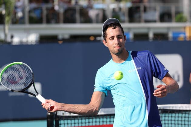 March 23, 2022, Miami Gardens, Florida, United States Of America: MIAMI GARDENS, FLORIDA - MARCH 23: Daniel Elahi Galan on day 3 of the Miami Open at Hard Rock Stadium on March 23, 2022 in Miami Gardens, Florida...People: Daniel Elahi Galan Miami Gardens United States Of America - ZUMAs214 20220323_zda_s214_111 Copyright: xSMGx