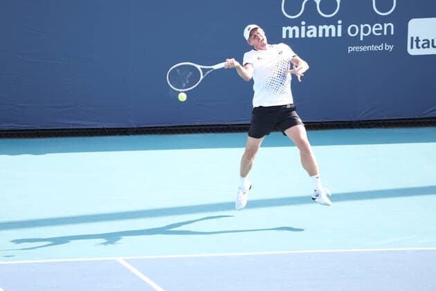 March 23, 2022, Miami Gardens, Florida, United States Of America: MIAMI GARDENS, FLORIDA - MARCH 23: John Millman on day 3 of the Miami Open at Hard Rock Stadium on March 23, 2022 in Miami Gardens, Florida...People: John Millman Miami Gardens United States Of America - ZUMAs214 20220323_zda_s214_131 Copyright: xSMGx