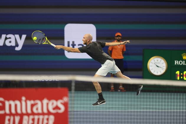 March 23, 2022, Miami Gardens, Florida, United States Of America: MIAMI GARDENS, FLORIDA - MARCH 23: Nick Kyrgios of Australia defeats Adrian Mannarino of France during the 2022 Miami Open at Hard Rock Stadium on March 23, 2022 in Miami Gardens, Florida. ...People: Adrian Mannarino Miami Gardens United States Of America - ZUMAs214 20220323_zda_s214_205 Copyright: xSMGx