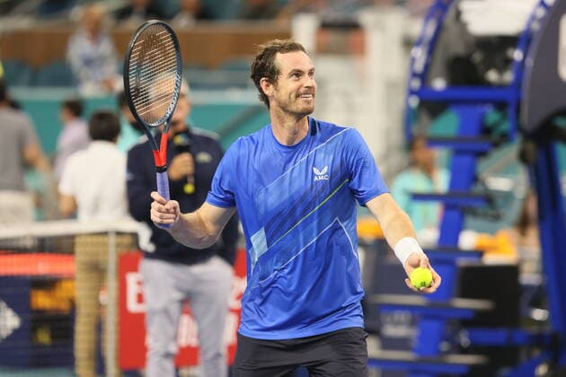 March 24, 2022, Miami Gardens, Florida, United States Of America: MIAMI GARDENS, FLORIDA - MARCH 24: Andy Murray of Great Britain defeats Federico Delbonis of Argentina on stadium court at Hard Rock Stadium on March 24, 2022 in Miami Gardens, Florida...People: Andy Murray Miami Gardens United States Of America - ZUMAs214 20220324_zda_s214_234 Copyright: xSMGx
