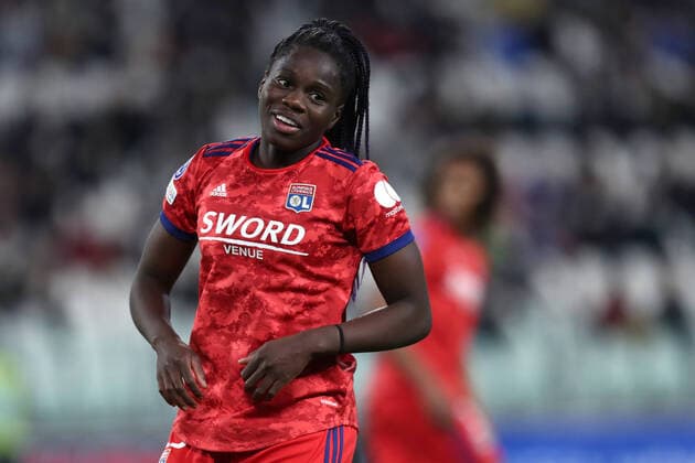 Juventus Fc - Olympique Lyonnais Griedge Mbock Bathy of Olympique Lyon looks on during the UEFA Champions League Women s Quarter-final, first leg match between Juventus Fc and Olympique Lyon at Allianz Stadium on March 23, 2022 in Turin, Italy . Torino Allianz Stadium Italy Copyright: xMarcoxCanonierox