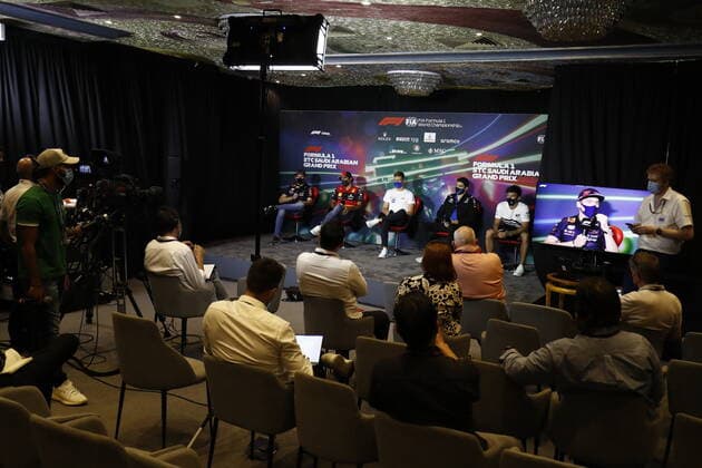 VERSTAPPEN Max (ned), Red Bull Racing RB18, SAINZ Carlos (spa), Scuderia Ferrari F1-75, SCHUMACHER Mick (ger), Haas F1 Team VF-22 Ferrari, OCON Esteban (fra), Alpine F1 Team A522, GASLY Pierre (fra), Scuderia AlphaTauri AT03, portrait during the Formula 1 STC Saudi Arabian Grand Prix 2022, 2nd round of the 2022 FIA Formula One World Championship, WM, Weltmeisterschaft on the Jeddah Corniche Circuit, from March 25 to 27, 2022 in Jeddah, Saudi Arabia - F1 - SAUDI ARABIAN GRAND PRIX 2022 DPPI Panoramic  GP2202_125111_X4I4119