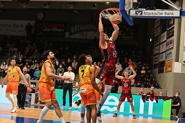 Phoenix Hagen vs Bayer Giants Leverkusen, Basketball, 2 Bundesliga ProA, 2021 2022 season, 31 matchday, 25 03 2022 Hagen Copyright: xEibner-Pressfoto xAaronxBowserx 1268: EP_ABR