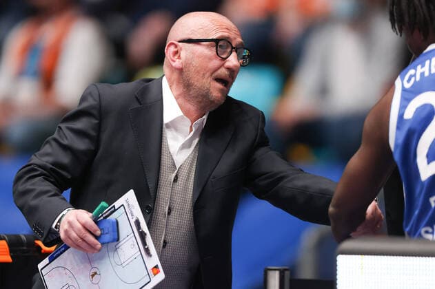 Fraport Skyliners ratiopharm Ulm, easyCredit BBL Head Coach Luca Dalmonte Fraport Skyliners Basketball easyCredit BBL match between Fraport Skyliners and ratiopharm Ulm on 25 March 2022 at Ballsporthalle in Frankfurt am Main , Frankfurt am Main Hesse Germany Ballsporthalle