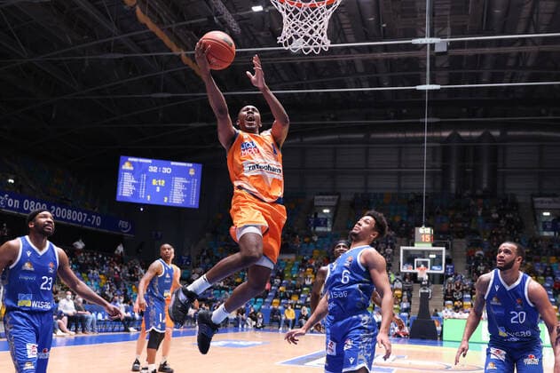 Fraport Skyliners ratiopharm Ulm, easyCredit BBL Semaj Christon Ulm, 0 rises high to the basket easyCredit BBL basketball match between Fraport Skyliners and ratiopharm Ulm on 25 March 2022 at Ballsporthalle in Frankfurt am Main , Frankfurt am Main Hesse Germany Ballsporthalle