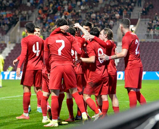 Scotland U21, U 21 v Turkey U21 UEFA Under 21 Championship Players of Turkey U21 celebrates their sides goal during the UEFA Under 21 Championship match at Tynecastle Park, Edinburgh Content Not Available For UK Newspapers Copyright: xJamiexJohnstonx FIL-16716-0050