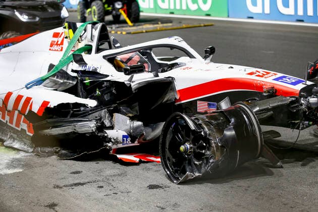 Debris pictured following the crash of 47 Mick Schumacher DEU, Haas F1 Team , F1 Grand Prix of Saudi Arabia at Jeddah Corniche Circuit on March 26, 2022 in Jeddah, Saudi Arabia Photo by HOCH ZWEI Jeddah Saudi Arabia