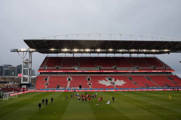March 26, 2022, TORONTO, ON, CANADA: Canadian national men s soccer team players are shown during practice at the BMO Field in Toronto on Saturday, March 26, 2022. After missing out on World Cup qualification in a loss Thursday in Costa Rica, Canada looks to seal the deal Sunday on home soil when it hosts Jamaica at BMO Field. Canada News - March 26, 2022  - ZUMAc35_ 20220326_zaf_c35_020 Copyright: xTijanaxMartinx