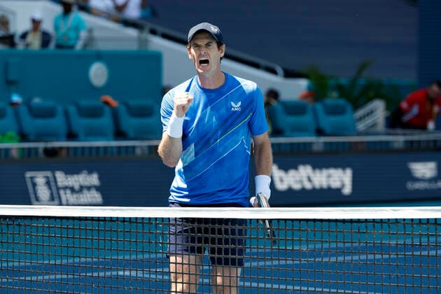 March 26, 2022, Miami Gardens, Florida, United States Of America: MIAMI GARDENS, FLORIDA - MARCH 26: Daniil Medvedev of Russia defeats Andy Murray of Great Britain in the second round of the men s singles at the Miami Open at the Hard Rock Stadium on March 26, 2022 in Miami Gardens, Florida....People: Andy Murray Miami Gardens USA - ZUMAs214 20220326_zda_s214_113 Copyright: xSMGx