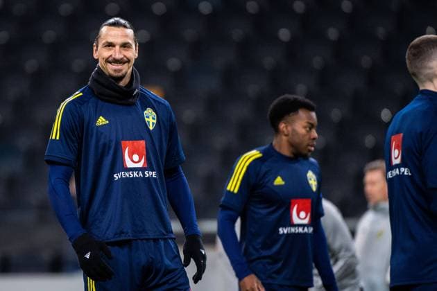 220327 Zlatan Ibrahimovic during a training session with the national team of Sweden on March 27, 2022 in Stockholm Photo Jonathan Näckstrand BILDBYRAN COP 94 JN0069 fotboll football soccer fotball landskamp träning presskonferens training practice press conference sverige sweden sverige a bbeng,  Copyright: JONATHANxNÄCKSTRAND BB220327JN006