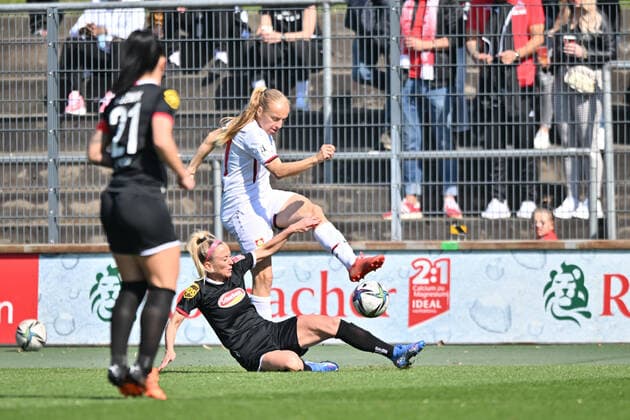 Mandy Islacker FC Cologne, 8 stops Irina Pando B04, 21 , 27 03 2022, Cologne Germany , football, Flyeralarm Frauen Bundesliga, 1 FC Köln Bayer 04 Leverkusen xmkx