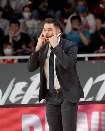 Crailsheims coach Sebastian GLEIM basketball, FC Bayern Crailsheim, on 22 03 2022, Basketball Bundesliga, FC Bayern Munich Basketball HARKO Merlins Crailsheim, season 20221 2022, in Munich, A U D I D O M E, Germany Source Copyright Credit Oryk HAIST xx