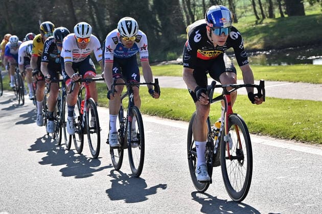 Belgian Wout Van Aert of Team Jumbo-Visma pictured in action during the men s Gent-Wevelgem - In Flanders Fields cycling race, 248,9km from Ieper to Wevelgem, Sunday 27 March 2022. DIRKxWAEM  x26873707x
