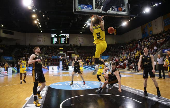Ludwigsburg , Basketball easycredit BBL Bundesliga MHP Riesen Ludwigsburg vs Basketball Löwen Braunschweig , Justin Simon Riesen