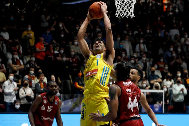 27 03 2022, easyCredit Basketball Bundesliga, BBL, season 2021 2022, men, Chemnitz Niners Alba Berlin Oscar da Silva, Alba Berlin Chemnitz Messe Chemnitz Sachsen Germany