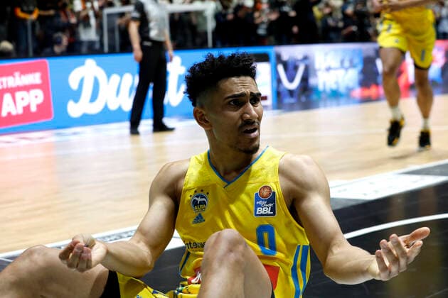 27 03 2022, easyCredit Basketball Bundesliga, BBL, season 2021 2022, men, Chemnitz Niners Alba Berlin Nelson Weidemann, Niners Chemnitz Chemnitz Fair Chemnitz Saxony Germany