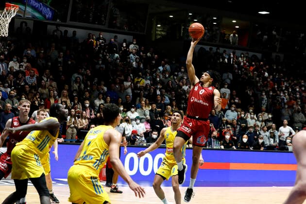 27 03 2022, easyCredit Basketball Bundesliga, BBL, season 2021 2022, men, Chemnitz Niners Alba Berlin Nelson Weidemann, Niners Chemnitz Chemnitz Fair Chemnitz Saxony Germany