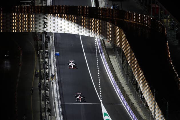 77 BOTTAS Valtteri (fin), Alfa Romeo F1 Team ORLEN C42, 20 MAGNUSSEN Kevin (den), Haas F1 Team VF-22 Ferrari, action during the Formula 1 STC Saudi Arabian Grand Prix 2022, 2nd round of the 2022 FIA Formula One World Championship, WM, Weltmeisterschaft on the Jeddah Corniche Circuit, from March 25 to 27, 2022 in Jeddah, Saudi Arabia - F1 - SAUDI ARABIAN GRAND PRIX 2022 - RACE DPPI Panoramic 00122007__V2_3884.JPG_