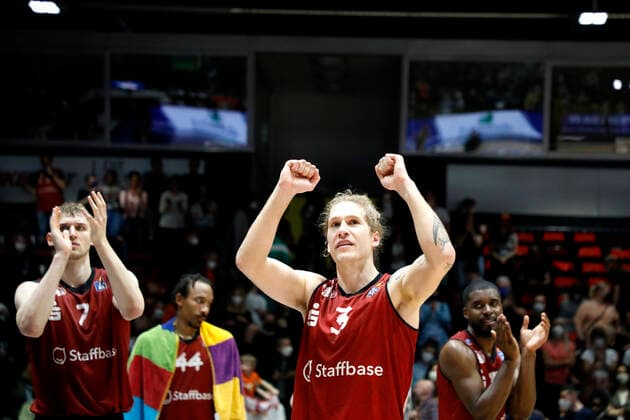27 03 2022, easyCredit Basketball Bundesliga, BBL, season 2021 2022, men, Chemnitz Niners Alba Berlin Malte Ziegenhagen, Niners Chemnitz Chemnitz Fair Chemnitz Saxony Germany