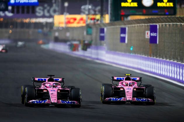 14 Fernando Alonso ESP, BWT Alpine F1 Team , 31 Esteban Ocon FRA, BWT Alpine F1 Team , F1 Grand Prix of Saudi Arabia at Jeddah Corniche Circuit on March 27, 2022 in Jeddah, Saudi Arabia Photo by HOCH ZWEI Jeddah Saudi Arabia
