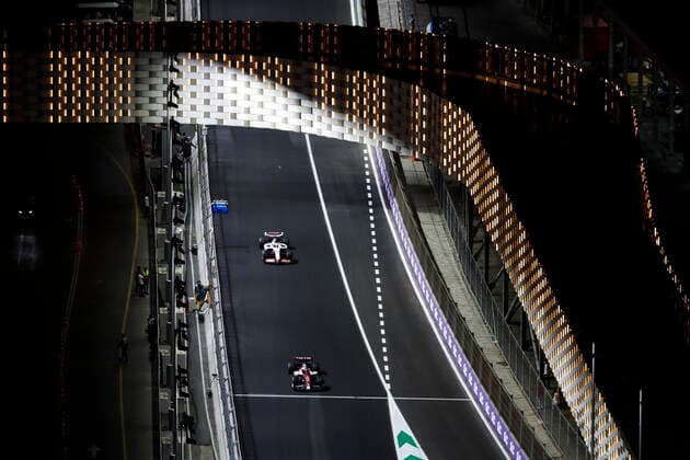 77 Valtteri Bottas FIN, Alfa Romeo F1 Team ORLEN , 20 Kevin Magnussen DNK, Haas F1 Team , F1 Grand Prix of Saudi Arabia at Jeddah Corniche Circuit on March 27, 2022 in Jeddah, Saudi Arabia Photo by HOCH ZWEI Jeddah Saudi Arabia