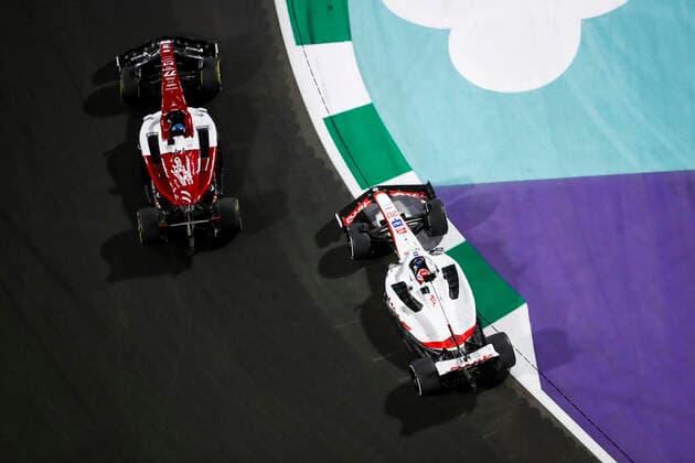 77 Valtteri Bottas FIN, Alfa Romeo F1 Team ORLEN , 20 Kevin Magnussen DNK, Haas F1 Team , F1 Grand Prix of Saudi Arabia at Jeddah Corniche Circuit on March 27, 2022 in Jeddah, Saudi Arabia Photo by HOCH ZWEI Jeddah Saudi Arabia