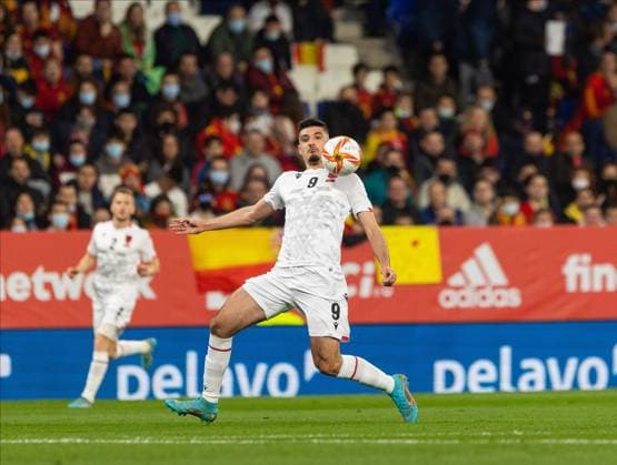 March 26, 2022, Barcelona, Italy: Armando Broja of Albania during the International Friendly, Länderspiel, Nationalmannschaft football match between Spain and Albania on March 26, 2022 at RCDE Stadium in Barcelona, Spain. friendly football match - 2022 - Spain vs Albania, Barcelona, Italy  - ZUMAl164 20220326_zsa_l164_574 Copyright: xNderimxKacelix