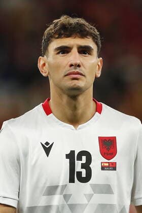 Qazim Laci (ALB), MARCH 26, 2022 - Football Soccer : International Friendly, Länderspiel, Nationalmannschaft match between Spain 2-1 Albania at the RCDE Stadium in Barcelona, Spain. Noxthirdxpartyxsales  (0153744949st)