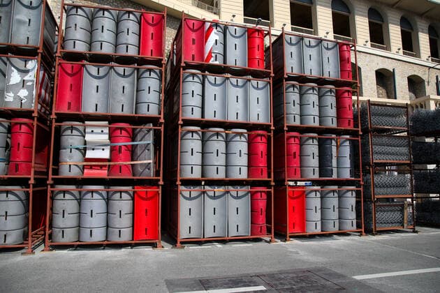 March 28, 2022, Monte-Carlo, Monaco: Barriers ready to build a safety wall for Monte Carlo Grand Prix Formula 1 race. The race takes place on 29 May 2022. Monte-Carlo Monaco - ZUMAs197 0153753827st Copyright: xDinendraxHariax