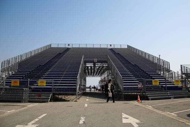 March 28, 2022, Monte-Carlo, Monaco: Workers prepare the stand for Monte Carlo Grand Prix Formula 1 race. The race takes place on 29 May 2022. Monte-Carlo Monaco - ZUMAs197 0153753830st Copyright: xDinendraxHariax