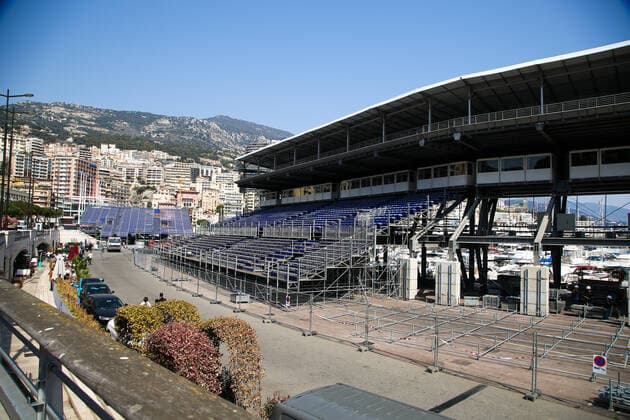 March 28, 2022, Monte-Carlo, Monaco: Workers build a stand for Monte Carlo Grand Prix Formula 1 race. The race takes place on 29 May 2022. Monte-Carlo Monaco - ZUMAs197 0153754026st Copyright: xDinendraxHariax