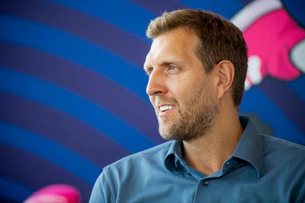 Basketball Eurobasket PK with Dirk Nowitzki and Armin Andres on 29 03 22 in KölnSKY in Cologne North Rhine Westphalia Dirk Nowitzki laughs, portrait, Copyright: xChristopherxNeundorfx