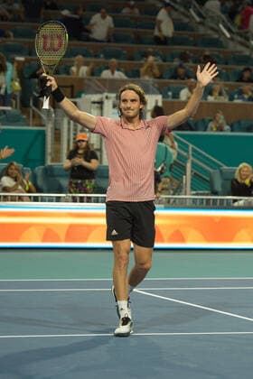 Stefanos Tsitsipas (GRE) defeated Alex de Minaur (AUS) 6-4, 6-3, at the Miami Open being played at Hard Rock Stadium in Miami Gardens, Florida on March 28, 2022: Ã‚ Tennisclix CSM Miami Gardens USA - ZUMAc04_ 20220328_zaf_c04_034 Copyright: xKarlaxKinnex