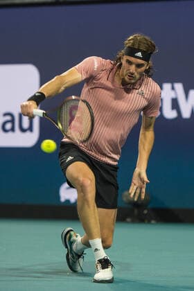 Stefanos Tsitsipas (GRE) defeated Alex de Minaur (AUS) 6-4, 6-3, at the Miami Open being played at Hard Rock Stadium in Miami Gardens, Florida on March 28, 2022: Ã‚ Tennisclix CSM Miami Gardens USA - ZUMAc04_ 20220328_zaf_c04_065 Copyright: xKarlaxKinnex