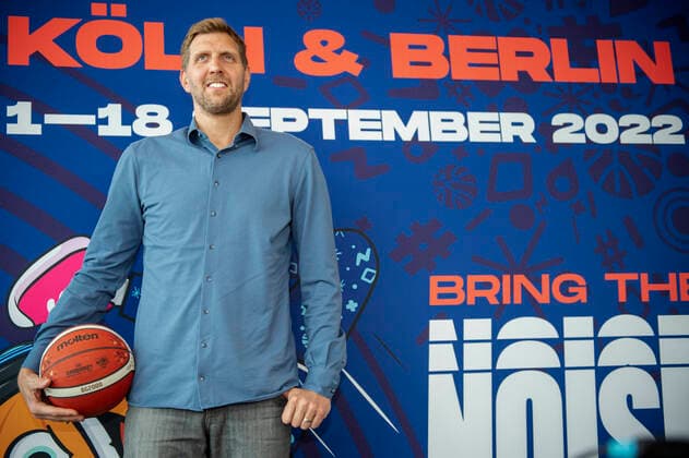 Basketball Eurobasket PK with Dirk Nowitzki and Armin Andres on 29 03 22 in KölnSKY in Cologne North Rhine Westphalia Dirk Nowitzki Portrait, Copyright: xChristopherxNeundorfx