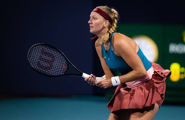 March 28, 2022, MIAMI, FLORIDA, UNITED STATES: Petra Kvitova of the Czech Republic in action during the fourth round of the 2022 Miami Open WTA, Tennis Damen 1000 tennis tournament against Veronika Kudermetova of Russia MIAMI UNITED STATES - ZUMAa181 20220328_zaa_a181_099 Copyright: xRobxPrangex