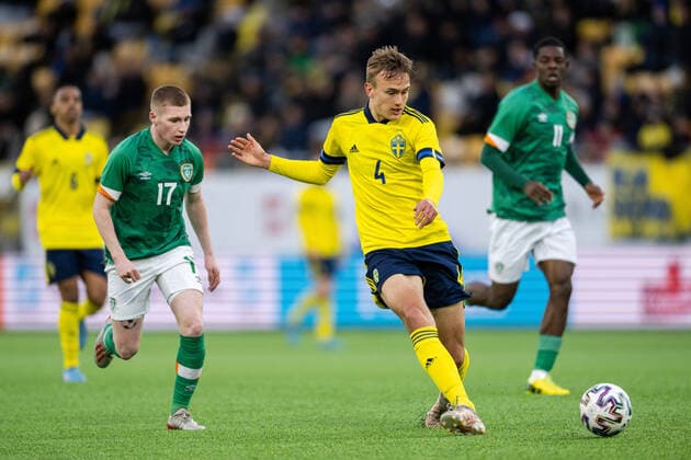 220329 Jesper Tolinsson of Sweden during the UEFA European Under 21 Qualifier football match between Sweden and Ireland on March 29, 2022 in Boras Photo Mathias Bergeld BILDBYRAN kod MB MB0362 fotboll football soccer fotball em kval kval uefa european under 21 qualifier u21 qualifier qualifying round qualification sverige sweden irland ireland bbeng,  Copyright: MATHIASxBERGELD BB220329MB025