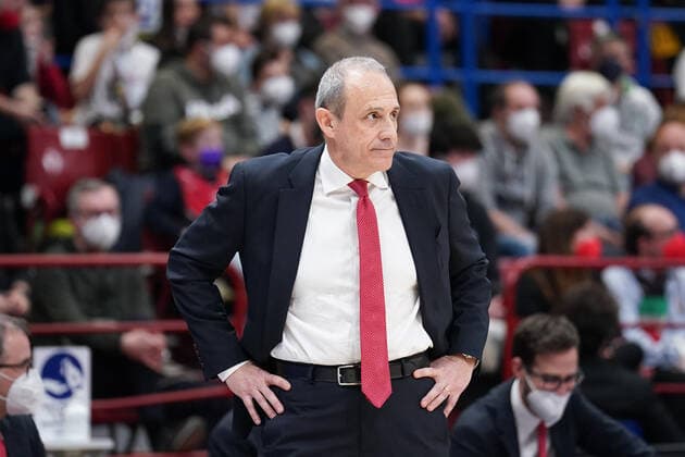 Mandatory Credit: Photo by Simone Lucarelli LiveMedia Shutterstock (12873210d) Head Coach Ettore Messina (AX Armani Exchange Milan) Basketball Euroleague Championship A X Armani Exchange Milano vs Bayern Monaco, Mediolanum Forum, Milan, Italy - 29 Mar 2022 Basketball Euroleague Championship A X Armani Exchange Milano vs Bayern Monaco, Mediolanum Forum, Milan, Italy - 29 Mar 2022  Copyright: xSimonexLucarelli LiveMedia Shutterstockx 12873210d