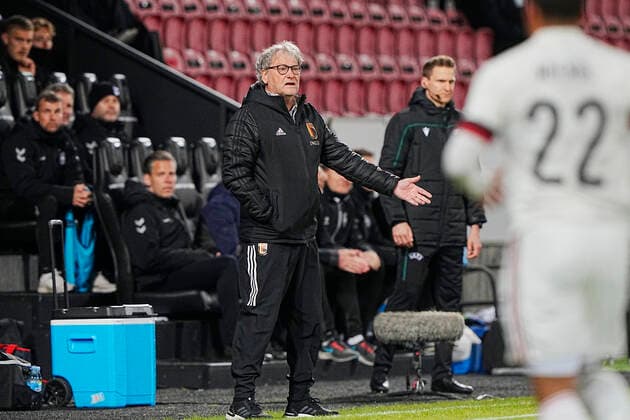 Belgiums head coach Jacky Mathijssen during the European Championship qualifier for the U21 national team between Denmark and Belgium, at MCH Arena in Herning, Tuesday 29 March 2022, Herning Denmark  Copyright: BoxAmstrupx xRitzauxScanpix BoxAmstrupx xRitzauxScanpixx COP102 spdk20220329-205634-L