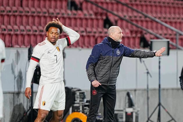 Denmarks head coach Jesper Soerensen during the European Championship qualifier for the U21 national team between Denmark and Belgium, at MCH Arena in Herning, Tuesday 29 March 2022, Herning Denmark  Copyright: BoxAmstrupx xRitzauxScanpix BoxAmstrupx xRitzauxScanpixx COP102 spdk20220329-205755-L