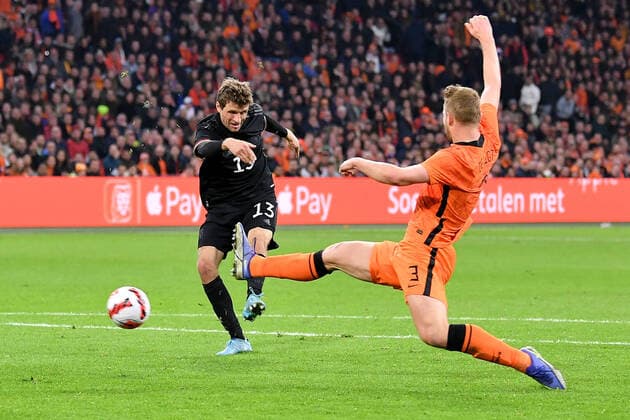 Amsterdam, Johan Cruijff Arena, 29 03 22, GER, men, friendly, season 2021 2022, Netherlands Germany picture Thomas Mueller Germany makes the goal 0 1 Only for journalistic use Only for editorial use North Holland Netherlands