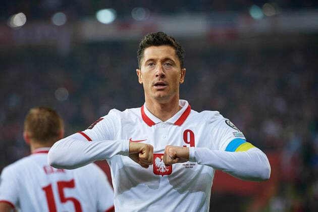 2022.03.29, Chorzow, Stadion Slaski Pilka nozna, Eliminacje Mistrzostw Swiata Katar 2022 Mecz Polska - Szwecja N z Robert Lewandowski gol, bramka, radosc Foto Rafal Oleksiewicz PressFocus 2022.03.29, Football, 2022 FIFA World Cup, WM, Weltmeisterschaft, Fussball qualification Play-off Match Poland vs Sweden Robert Lewandowski gol, bramka, radosc Credit Rafal Oleksiewicz PressFocus NEWSPIX.PL --- Newspix.pl 20220329PF_RO20563977
