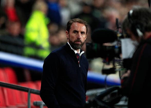 29th March 2022 ; Wembley Stadium, London, England; International football friendly, England versus Ivory Coast; England Manager Gareth Southgate looks on from the dugout  ActionPlus12374257 JohnxPatrickxFletcher