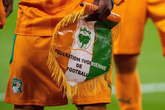 LONDON, ENGLAND - MARCH 29: CÃ te d Ivoire pennant details during the International Friendly, Länderspiel, Nationalmannschaft match between England and Ivory Coast at Wembley Stadium on March 29, 2022 in London, E England v Ivory Coast - International Friendly Copyright: xSebastianxFrejx