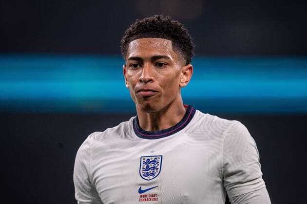 LONDON, ENGLAND - MARCH 29: Borussia Dortmund player {persons} of England during the International Friendly, Länderspiel, Nationalmannschaft match between England and Ivory Coast at Wembley Stadium on March 29, 2022 in London, E England v Ivory Coast - International Friendly Copyright: xSebastianxFrejx