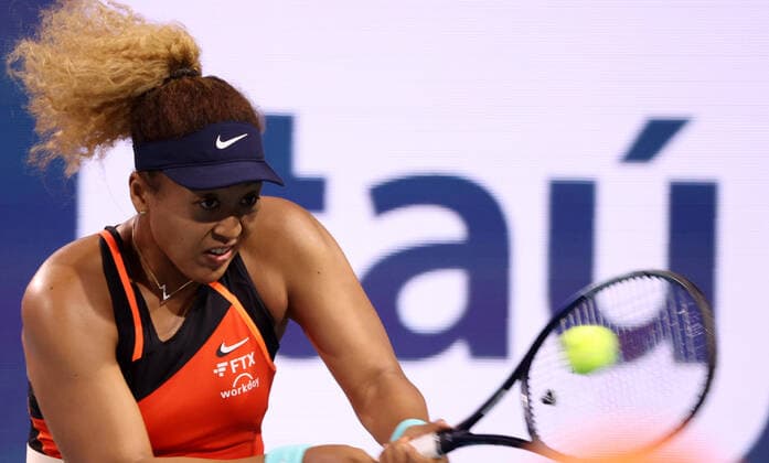 Tennis, WTA-Turnier in Miami March 29, 2022, Miami Gardens, Florida, United States Of America: MIAMI GARDENS, FLORIDA - MARCH 29: Naomi Osaka of Japan defeats Danielle Collins of the United States in their quarter final match on day 9 of the Miami Open at Hard Rock Stadium on March 29, 2022 in Miami Gardens, Florida ...People: Naomi Osaka Miami Gardens United States Of America - ZUMAs214 20220329_zda_s214_034 Copyright: xSMGx