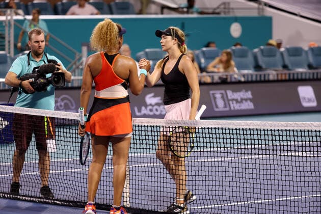 Tennis, WTA-Turnier in Miami March 29, 2022, Miami Gardens, Florida, United States Of America: MIAMI GARDENS, FLORIDA - MARCH 29: Naomi Osaka of Japan defeats Danielle Collins of the United States in their quarter final match on day 9 of the Miami Open at Hard Rock Stadium on March 29, 2022 in Miami Gardens, Florida ...People: Naomi Osaka Miami Gardens United States Of America - ZUMAs214 20220329_zda_s214_052 Copyright: xSMGx